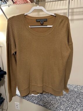 French Connection Camel Ribbed Crewneck Sweater